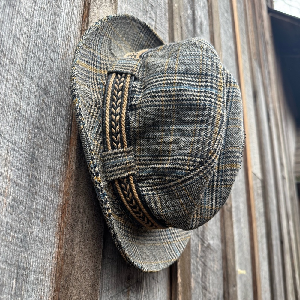 VTG  Child sized Plaid Fedora Hat with Braided Band